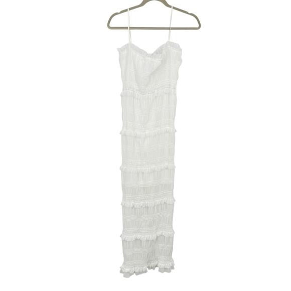 Commense Spaghetti Strap Tiered Maxi Dress size XL White Sparkle Bodycon NEW - Picture 1 of 16